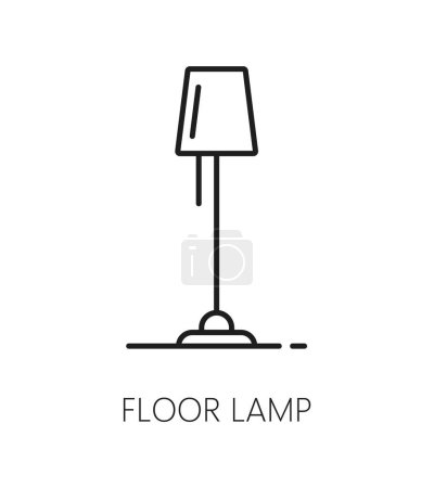 Ilustración de Icono del perfil de la lámpara de pie de la casa y la luz de oficina. Inicio lámpara de dormitorio, piso de luz o muebles de la casa contorno icono vectorial. Oficina interior lámpara eléctrica línea pictograma o signo - Imagen libre de derechos