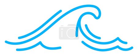 Illustration for Wave line icon, sea and ocean water ripple or surf swirl splash, outline vector. Wave of water flow and sea tide or ocean beach wavy ripple curve in blue line, tidal storm wave or river stream - Royalty Free Image