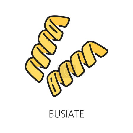 Illustration for Busiate typical sicilian organic pasta color outline icon. Vector traditional Italy food, spiral shape macaroni. Italian cuisine food, busiate - Royalty Free Image