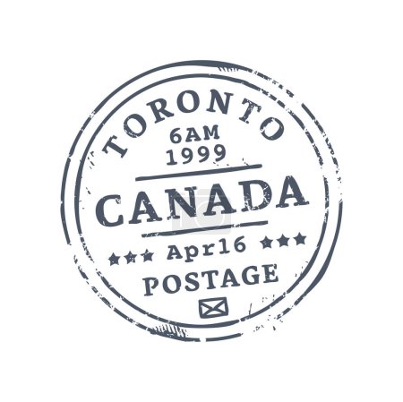 Ilustración de Canadá Toronto franqueo y sello de goma postal. Sello redondo de oficina de correos vectorial con sobre, emblema de entrega de correo. Señal de control de correo internacional - Imagen libre de derechos