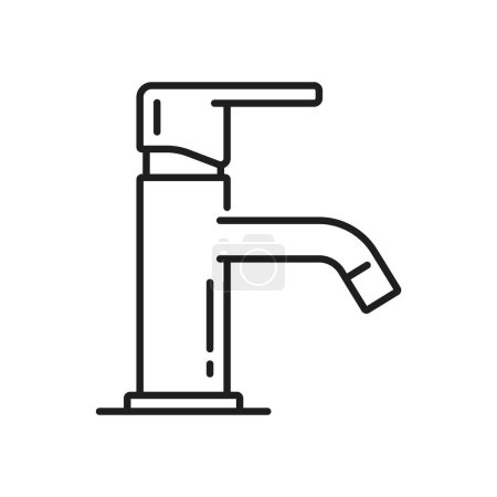 Illustration for Tap kitchen and bathroom ball faucet outline icon. Home bath water mixer, house bathtub modern tap or bathroom watertap outline vector sign. Toilet spigot valve thin line pictogram or icon - Royalty Free Image
