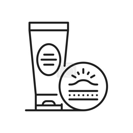 Ilustración de Icono de la línea de tratamiento del edema crema. Vector venoso y varicosa crema médica, reacción alérgica y enfermedad de las piernas medicación - Imagen libre de derechos