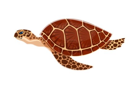 Illustration for Cartoon sea turtle animal character. Isolated vector majestic creature with hard shell and flippers, known for graceful swimming and long lifespan. Symbol of endurance, and beauty of marine ecosystems - Royalty Free Image