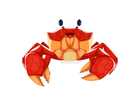 Illustration for Cartoon sea crab character. Isolated vector marine animal with a hard exoskeleton, showcasing its intricate claws and antennae, multiple legs, and pincers. Underwater crustacean creature - Royalty Free Image