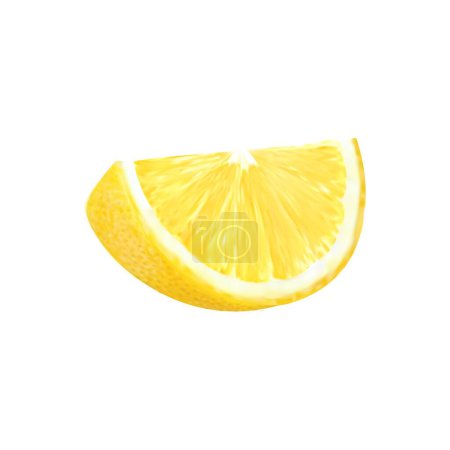 Illustration for Realistic ripe yellow lemon citrus fruit slice. Vegetarian diet fresh tropical citrus or healthy food product. Isolated 3d vector ripe lemon slice or half, natural juice drink flavor realistic icon - Royalty Free Image