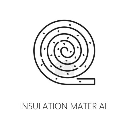 Illustration for Mineral wool wall thermal insulation. Building house, wall thermal isolation technology, home facade insulation layer mat construction system line vector sign or monochrome pictogram - Royalty Free Image