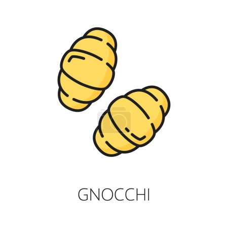 Illustration for Conchiglie type of pasta color outline icon. Vector miniature conchigliette, italian cuisine food. Gnocchi pasta in shape of shells or seashells - Royalty Free Image