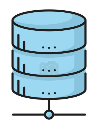 Illustration for Database, internet server, cloud storage color line icon. Compute and connection infrastructure datacenter, network technology platform or storage center linear vector symbol with online disk drive - Royalty Free Image