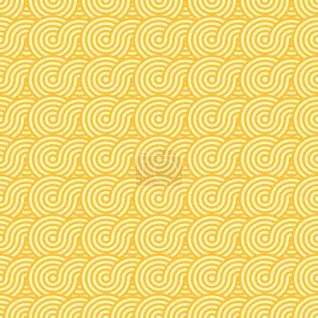 Ilustración de Papas de fideos de ramen asiático sin costuras patrón de fondo, vector espiral curva macarrones. Comida japonesa asiática o menú de cocina china cubierta y año nuevo lunar fondo de patrón redondo de fideos ramen - Imagen libre de derechos