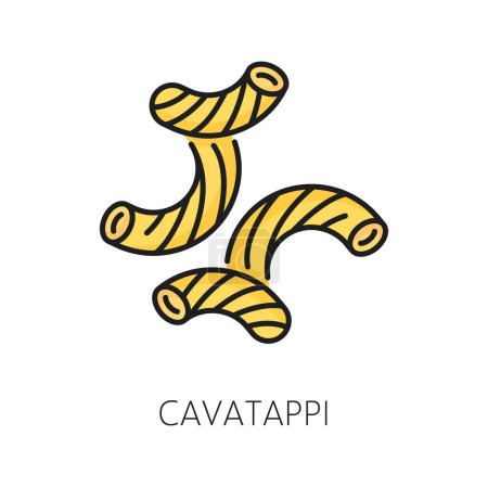 Téléchargez les illustrations : Cavatappi macaroni formé en forme de tube hélicoïdal pâtes isolées cuisine italienne icône de contour des aliments. Vis-bouchons vectoriels type pâtes, cavatappi - en licence libre de droit