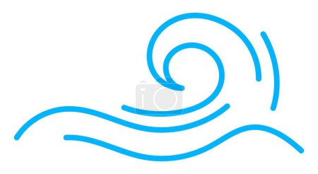 Ilustración de Línea de onda del mar, oleaje del océano surf o ola rizada marea en el icono de línea vectorial. Línea de garabato de dibujos animados ola de agua de rizo de marea marina, curva de marea marina y flujo de onda de oleaje oceánico para adorno o patrón - Imagen libre de derechos