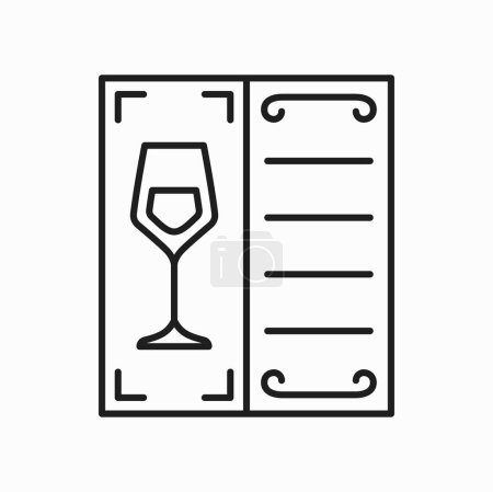 Illustration for Wine tasting brochure, poster outline icon. Vector winery card, restaurant alcohol menu, invitation on tasting wine booklet leaflet - Royalty Free Image