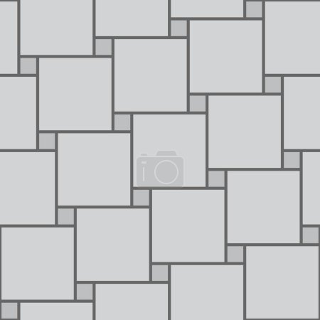 Illustration for Paving plan with grey cobblestone, bricks or granite blocks in concrete. Vector garden patio, park or walkway top view. Square tiles design - Royalty Free Image