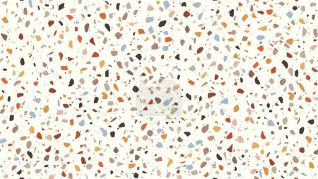 Ilustración de Patrón de mosaico de baldosas de terrazo, textura de mármol terazzo para el suelo de terazo, fondo sin costuras vector. Patrón geométrico abstracto con impresión de piedras de color, suelos modernos de terrazo de mármol o cuarzo - Imagen libre de derechos