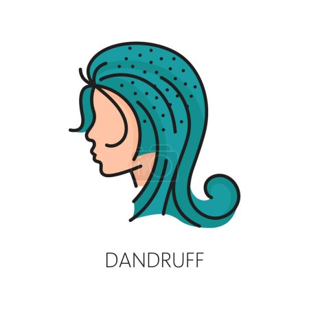 Illustration for Hair care, dandruff treatment linear color icon. Haircare cosmetology, bathroom cosmetics thin line pictogram, hair health treatment product or woman beauty outline vector symbol or icon - Royalty Free Image