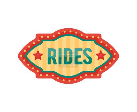 Illustration for Retro tent circus sign and vintage carnival signboard displays rides, evoking nostalgia with its colorful lights frame and whimsical font. Vibrant tag inviting all to a magical world of entertainment - Royalty Free Image