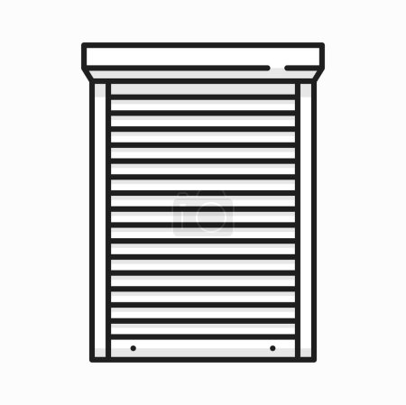 Illustration for Window shade roller blind, closed jalousie curtains shades isolated outline icon. Vector sun blind, venetian horizontal jalousie - Royalty Free Image