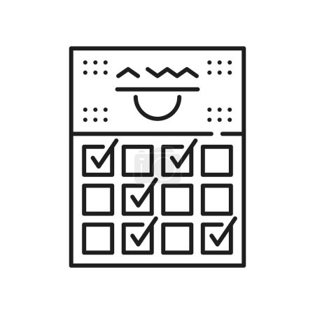 Planning icon. Project, goal, management and schedule symbol. Isolated vector linear sign of calendar with check marks or ticks. Monochrome planner with complete deals