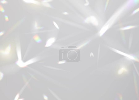 Ilustración de Superposición de luz Prisma, brillo de diamante de cristal de la luz del arco iris con bengalas, fondo efecto vector. Resplandor de luz Prisma o espectro de destellos de lentes de refracción de vidrio gema y dispersión brillante de la luz solar - Imagen libre de derechos