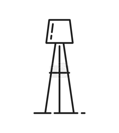 Illustration for Halogen lantern, indoor floor lamp, electric light outline icon. Office furniture, house interior light or home lamp outline vector icon. Work electric floor chandelier thin line symbol or pictogram - Royalty Free Image