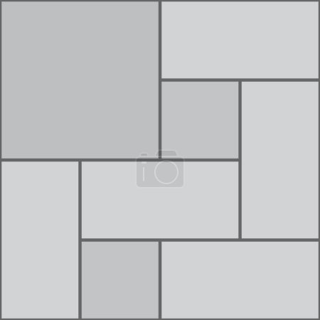 Ilustración de Baldosas de granito pavimento, patrón de pavimentación de parquet con bloques de contraste. Calle vectorial o acera de adoquines, jardín o camino de parque - Imagen libre de derechos