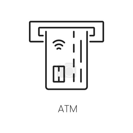 Illustration for ATM service in hotel isolated thin line icon for ui and ux, website or mobile application. Cash money withdraw, payment transaction - Royalty Free Image
