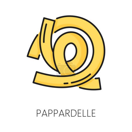 Ei Pappardelle Nudeln isolierte Farbe Umriss Symbol. Vector traditionelle Pasta mit Pappardelle. Italienische Küche, italienische Küche Pappardelle