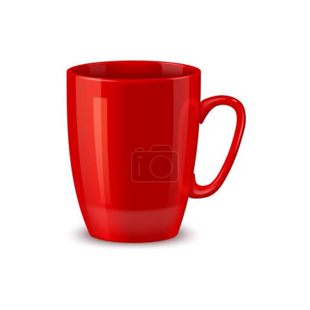 Ilustración de Taza de café de cerámica roja y taza de té maqueta, vajilla realista. Vaso vibrante vectorial 3D aislado, con un acabado brillante y un diseño elegante. Perfecto para mostrar la marca o materiales promocionales - Imagen libre de derechos