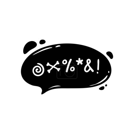 Comic swear speech bubble, hate angry talk, aggressive expletive curse. Isolated vector black cloud with expressive symbols, conveying strong language with impact, adds emphasis and humor dialogue