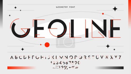 Illustration for Geometric line font, modern abstract type and futuristic urban typeface, vector creative English alphabet. Geometric letters in thin and bold line or linear font type for architecture and construction - Royalty Free Image