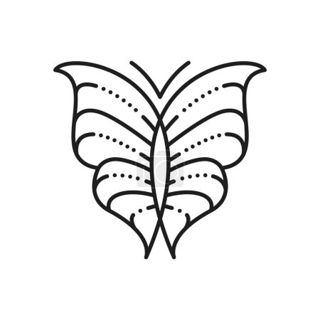Téléchargez les illustrations : Icône abstraite de contour des insectes papillons. Icône de gribouillage animal, symbole linéaire papillon ou tatouage, pictogramme vectoriel abstrait d'insectes. Printemps insecte monochrome lineart signe graphique - en licence libre de droit