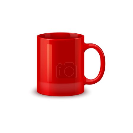 Téléchargez les illustrations : Tasse à café en céramique rouge et modèle de tasse à thé, vaisselle réaliste. modèle numérique vectoriel 3D isolé présentant un design personnalisable, permettant aux utilisateurs de visualiser et de présenter leurs concepts de marque - en licence libre de droit