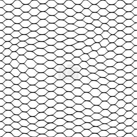 Illustration for Fishnet, fish net seamless background pattern. Vector texture of rope mesh with fishing knots. Black white nautical backdrop with fishnet grid ornament, fisherman fish net or marine trap background - Royalty Free Image