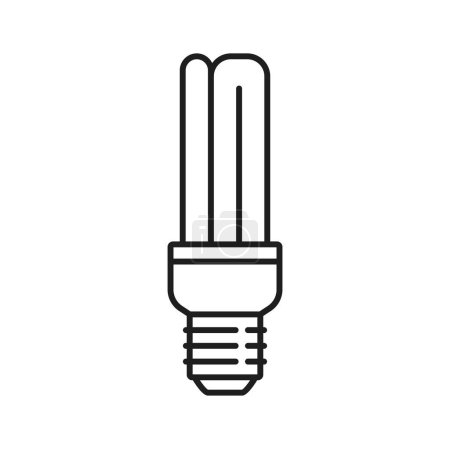 Illustration for Light bulb and compact fluorescent lamp line icon. Energy efficient CFL lightbulb, electricity saving illumination technology or modern fluorescent E27 lamp thin line vector icon or outline sign - Royalty Free Image