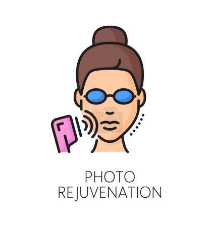Illustration for Photo rejuvenation cosmetology and mesotherapy, face care thin line color icon. Skin care treatment linear icon, woman beauty salon cosmetics product or procedure outline vector sign or pictogram - Royalty Free Image