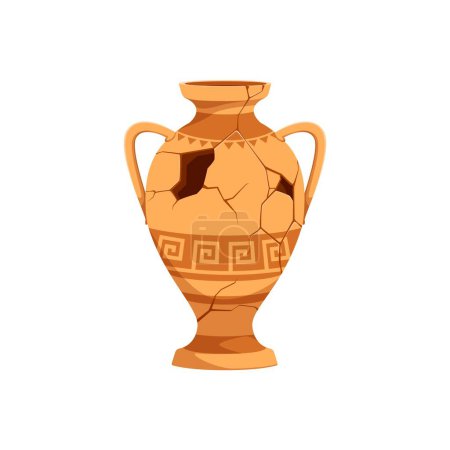Illustration for Ancient broken pottery and vase. Old ceramic cracked pot and jug. Isolated vector shattered fragment of historical crockery, revealing glimpse of past civilization cultures, archaeologists artefact - Royalty Free Image