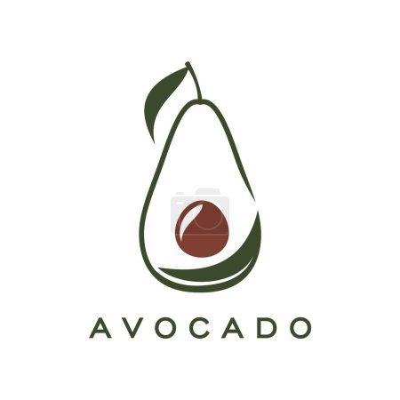 Illustration for Avocado farm, juice and oil icon. Isolated vector green, pear-shaped fruit with a stylized pit, symbolizing freshness and healthy nutrition. Emblem or label embodies natural goodness or eco production - Royalty Free Image