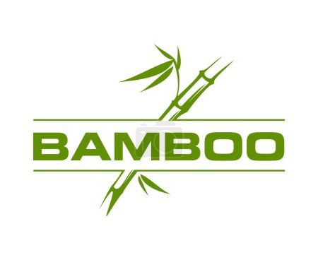 Ilustración de Icono de bambú asiático, masaje de spa, belleza y símbolo de salud. emblema vectorial o etiqueta con tallo de bambú verde y hojas, simbolizan el bienestar holístico y el rejuvenecimiento, la tranquilidad, el equilibrio y la vitalidad - Imagen libre de derechos