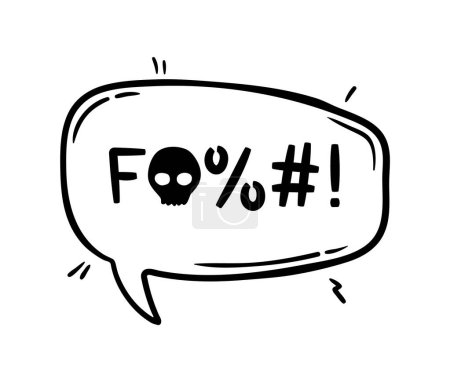 Hate angry talk, comic swear speech bubble. Aggressive expletive curse, feature expressive typography signs inside of black dialogue cloud. Vector profanity message, bully comment, rude or grumpy text