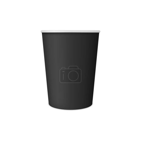 Illustration for Realistic coffee paper cup and mug mockup, cardboard and plastic package. Fast food hot latte, street cafe takeout tea cardboard or black plastic mug isolated vector 3d realistic package - Royalty Free Image