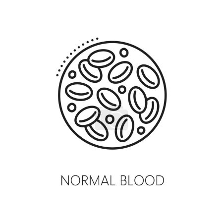 Ilustración de Icono normal de la línea de análisis de sangre de la medicina hematológica. Síntoma de anemia y enfermedad física signo vectorial de hemograma completo prueba de laboratorio con número normal de glóbulos rojos, concentración de hemoglobina - Imagen libre de derechos