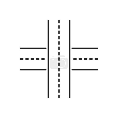 Illustration for Highway line icon, road intersection traffic route or street crossroad, vector pictogram. Road linear icon for city navigation map, transport traffic lane or crossroad intersection for route direction - Royalty Free Image