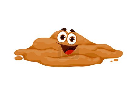 Illustration for Cartoon poop emoji, funny poo excrement character, happy toilet shit emoticon. Isolated vector cheerful watery turd personage with smiling face, playful eyes and sticky smell convey sense of amusement - Royalty Free Image
