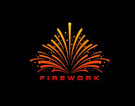 Illustration for Carnival firework icon of event confetti for birthday, holiday and fiesta party firecracker, vector emblem. Firework sparks splash or sparkling fountain of confetti for entertainment pyrotechnics - Royalty Free Image