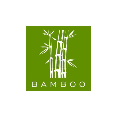 Illustration for Bamboo icon, asian spa massage, health and beauty symbol. Beauty eco product nature symbol, spa and massage salon vector circle bamboo icon or plant green label. Organic packaging jungle forest emblem - Royalty Free Image
