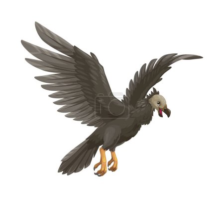 Cartoon argentavis character. Isolated vector gigantic prehistoric bird, among the largest flying birds ever discovered, with a wingspan up to 7 meters, thriving in miocene era argentina