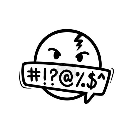 Photo for Comic swear speech bubbles, hate angry talk, aggressive expletive curse. Isolated vector irate emoji face with cloud, contains expressive, bold typography, vividly conveying intensity to the narrative - Royalty Free Image