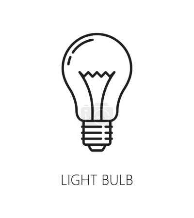 Illustration for Electric halogen light bulb or lamp outline icon. Office or home electric light equipment, halogen lamp outline vector sign or monochrome pictogram. Idea and creativity symbol or invention concept - Royalty Free Image