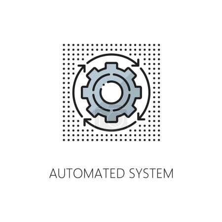 Illustration for Machine learning, AI automated system, artificial intelligence algorithm line color icon. Artificial intelligence computer science, machine learning innovation thin line vector symbol with cog wheel - Royalty Free Image