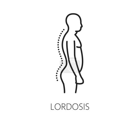 Photo for Chiropractic medicine line icon of lordosis, spine curvature disease, vector symbol. Chiropractic pictogram of body spine pathology or abnormal back spinal posture for chiropractor medical treatment - Royalty Free Image